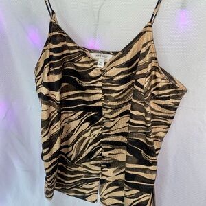 Nine West Women's Zebra Print Top - Black and Tan